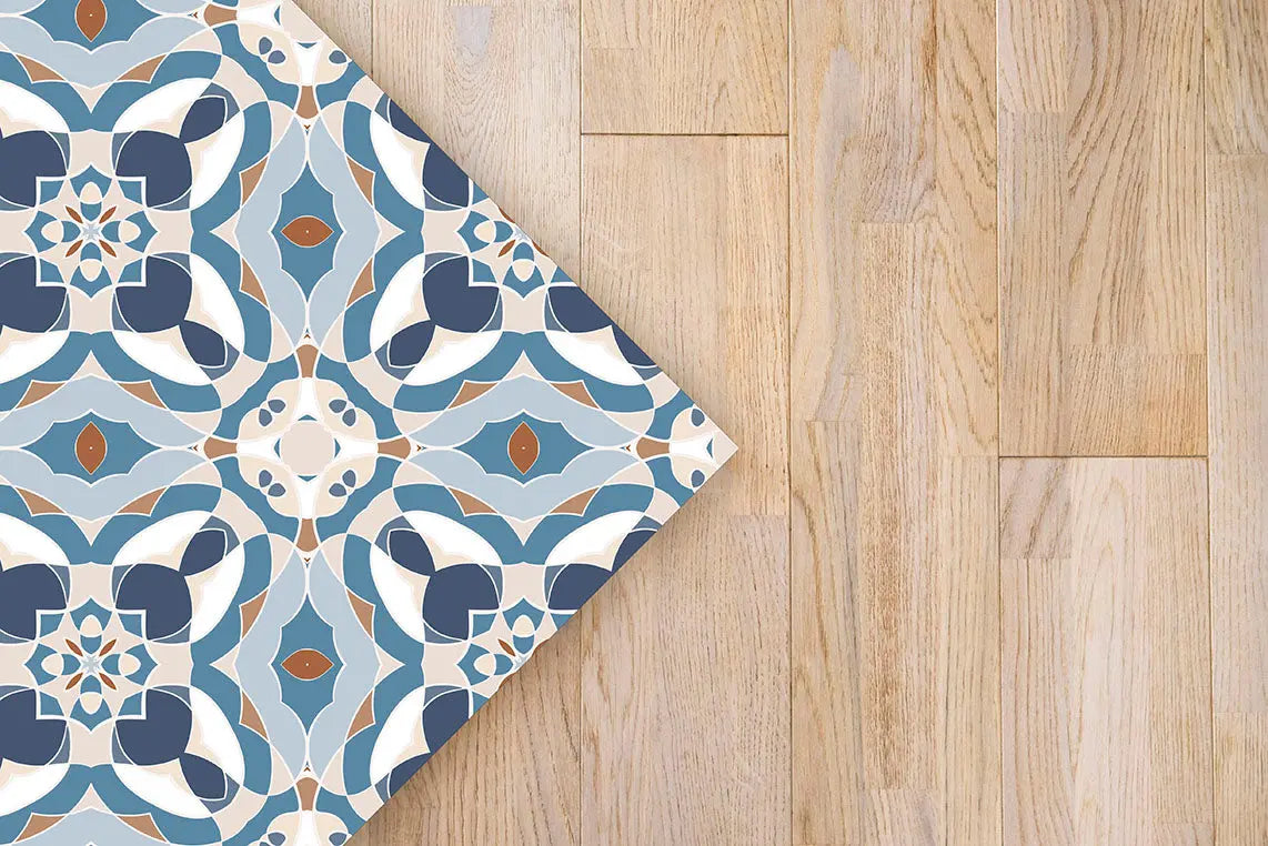 Alfombra Baldosín Oriental Caleidoscopio Azul freeshipping - Home and Living