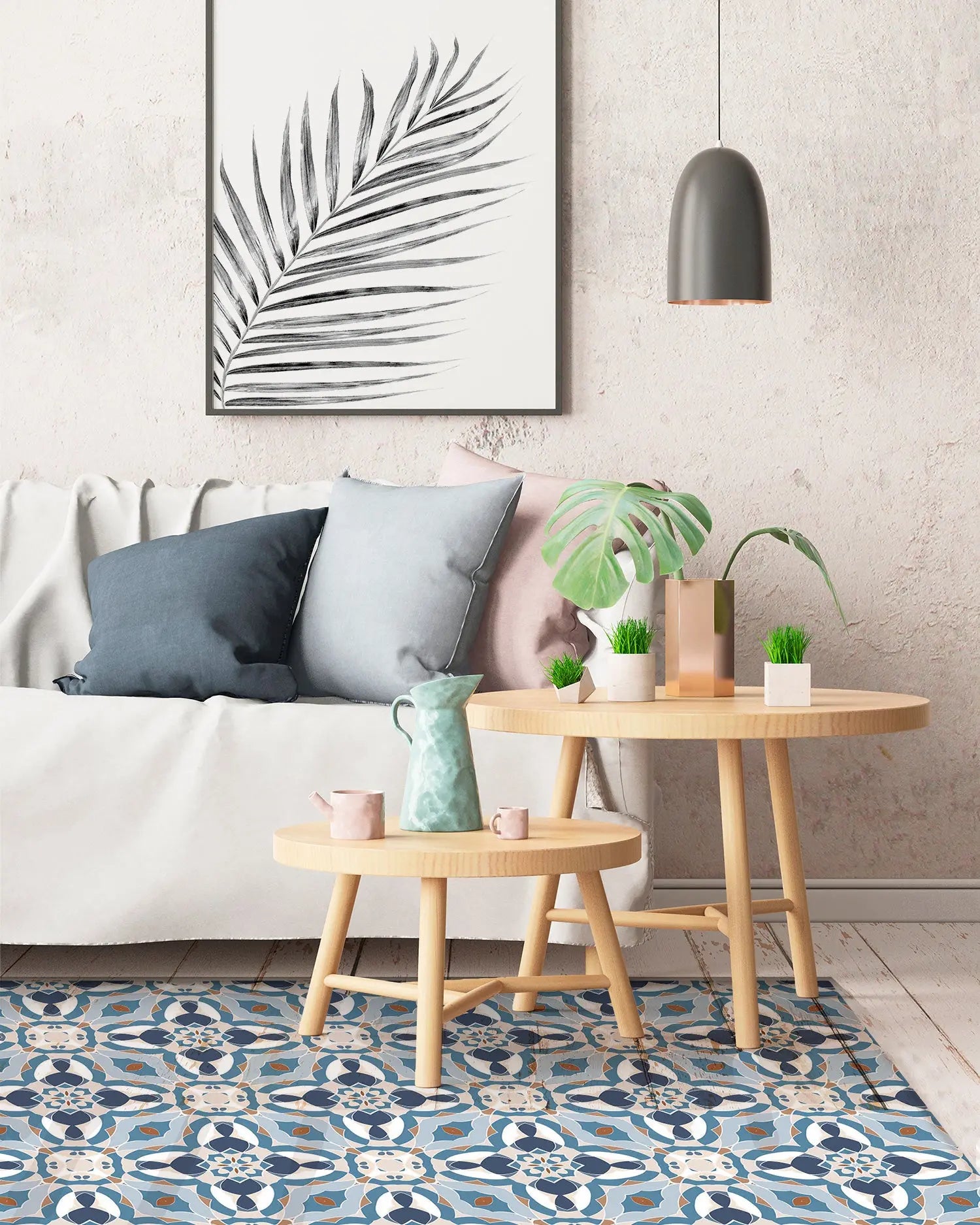 Alfombra Baldosín Oriental Caleidoscopio Azul freeshipping - Home and Living