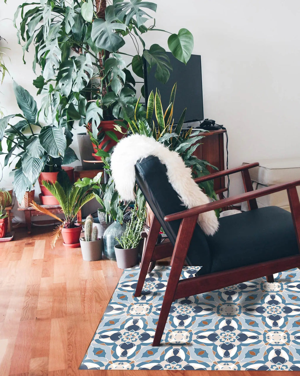 Alfombra Baldosín Oriental Caleidoscopio Azul freeshipping - Home and Living