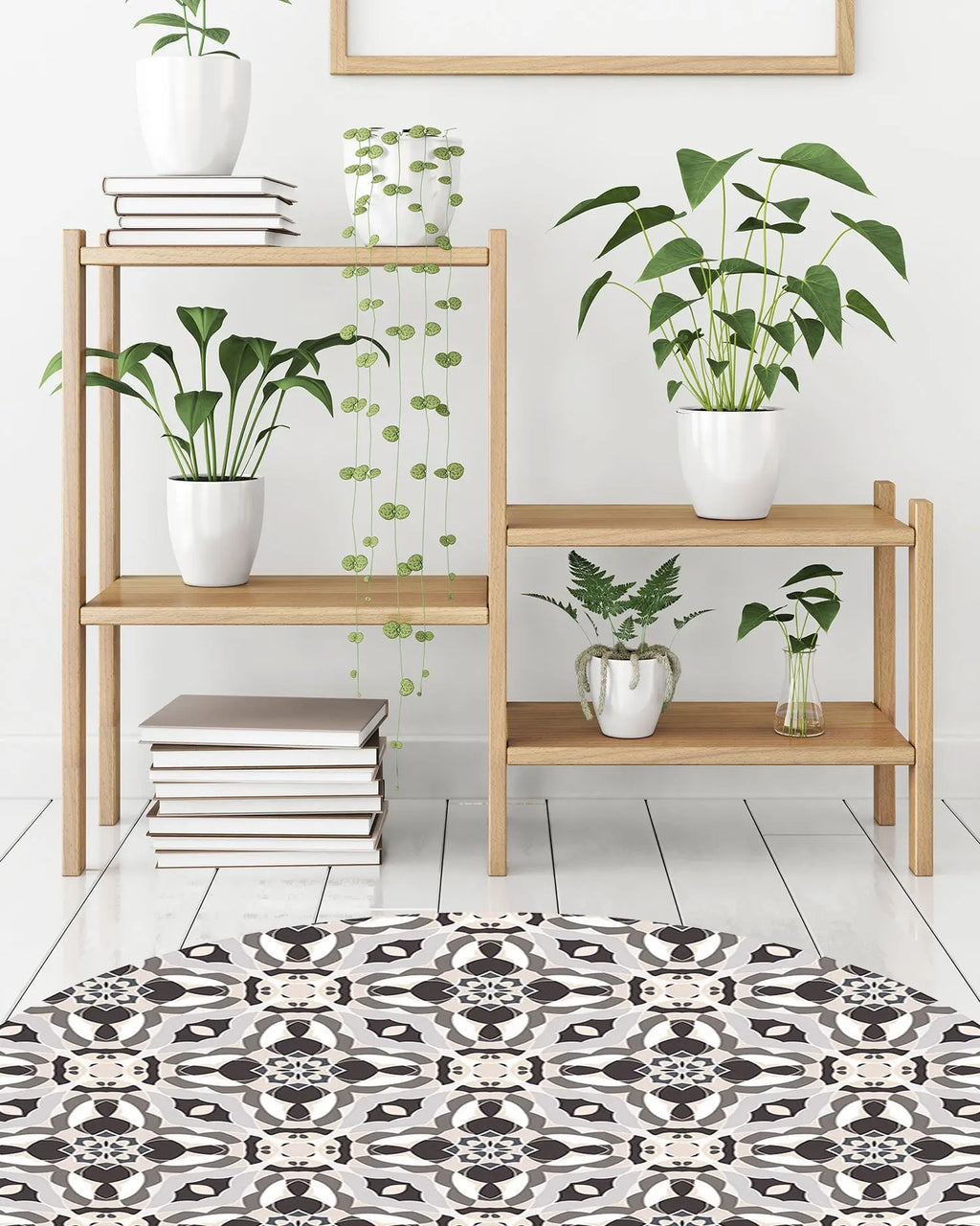 Alfombra Baldosín Oriental Caleidoscopio Gris Redonda freeshipping - Home and Living