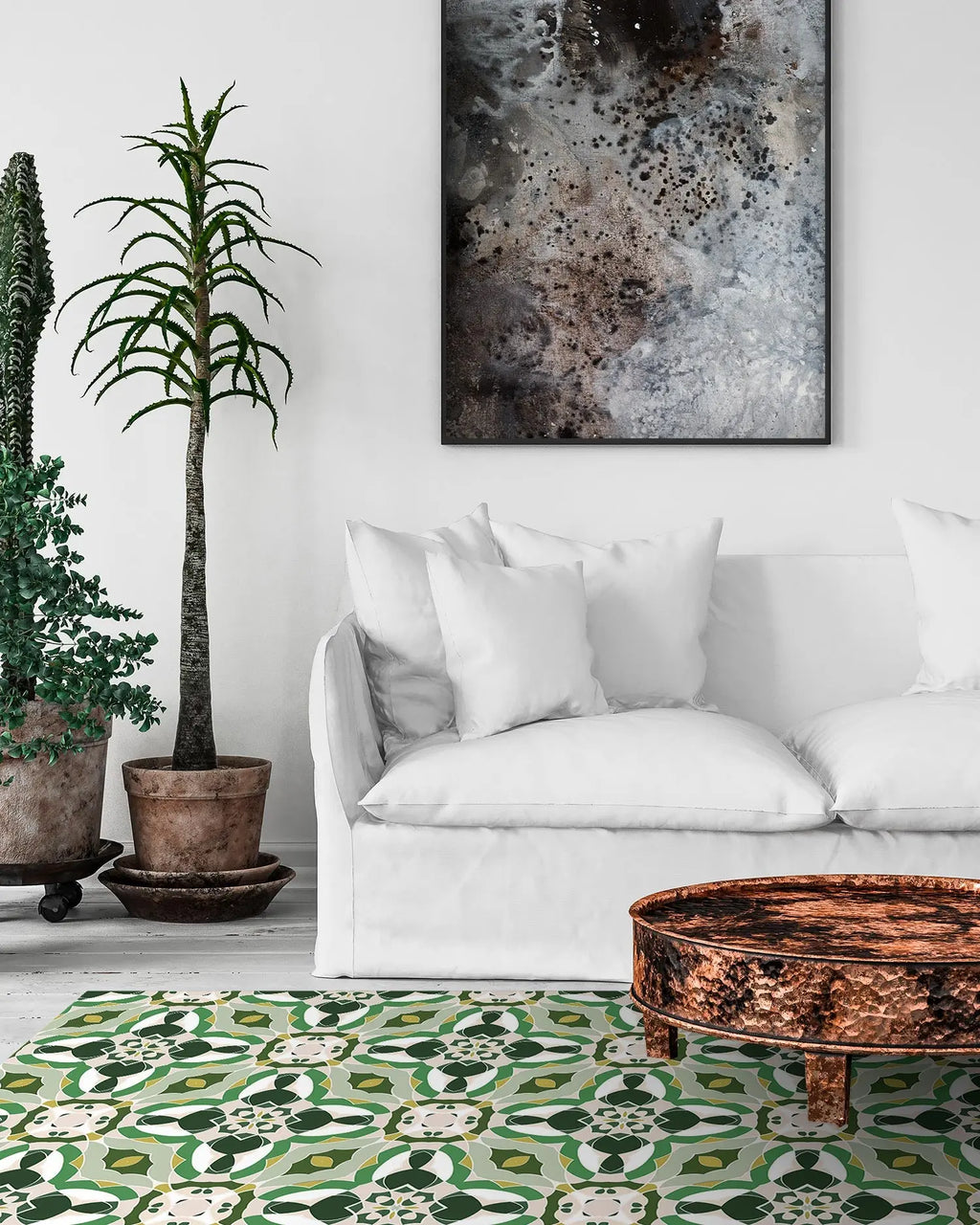 Alfombra Baldosín Oriental Caleidoscopio Verde freeshipping - Home and Living