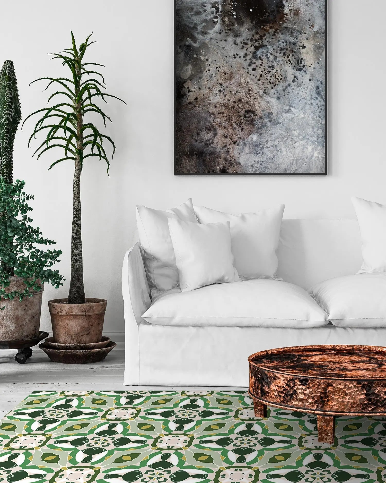 Alfombra Baldosín Oriental Caleidoscopio Verde freeshipping - Home and Living