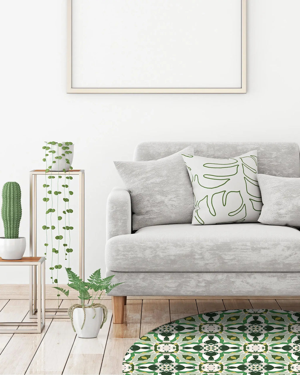 Alfombra Baldosín Oriental Caleidoscopio Verde Redonda freeshipping - Home and Living