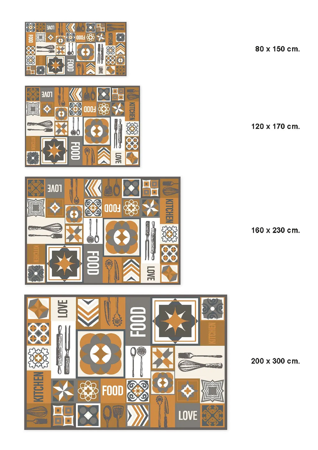 Alfombra Collage Palabras Baldosas Naranja freeshipping - Home and Living