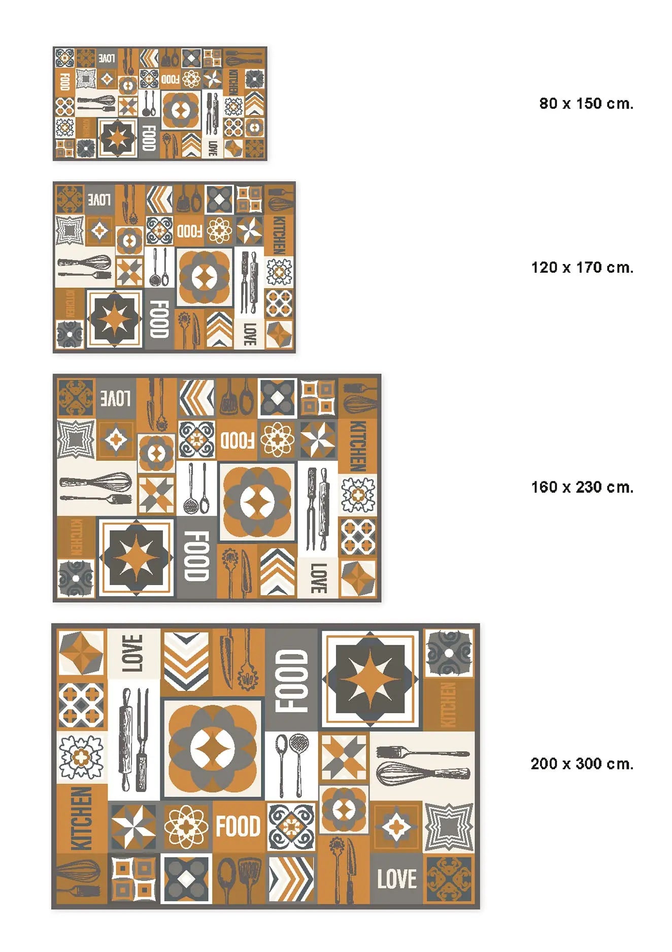 Alfombra Collage Palabras Baldosas Naranja freeshipping - Home and Living