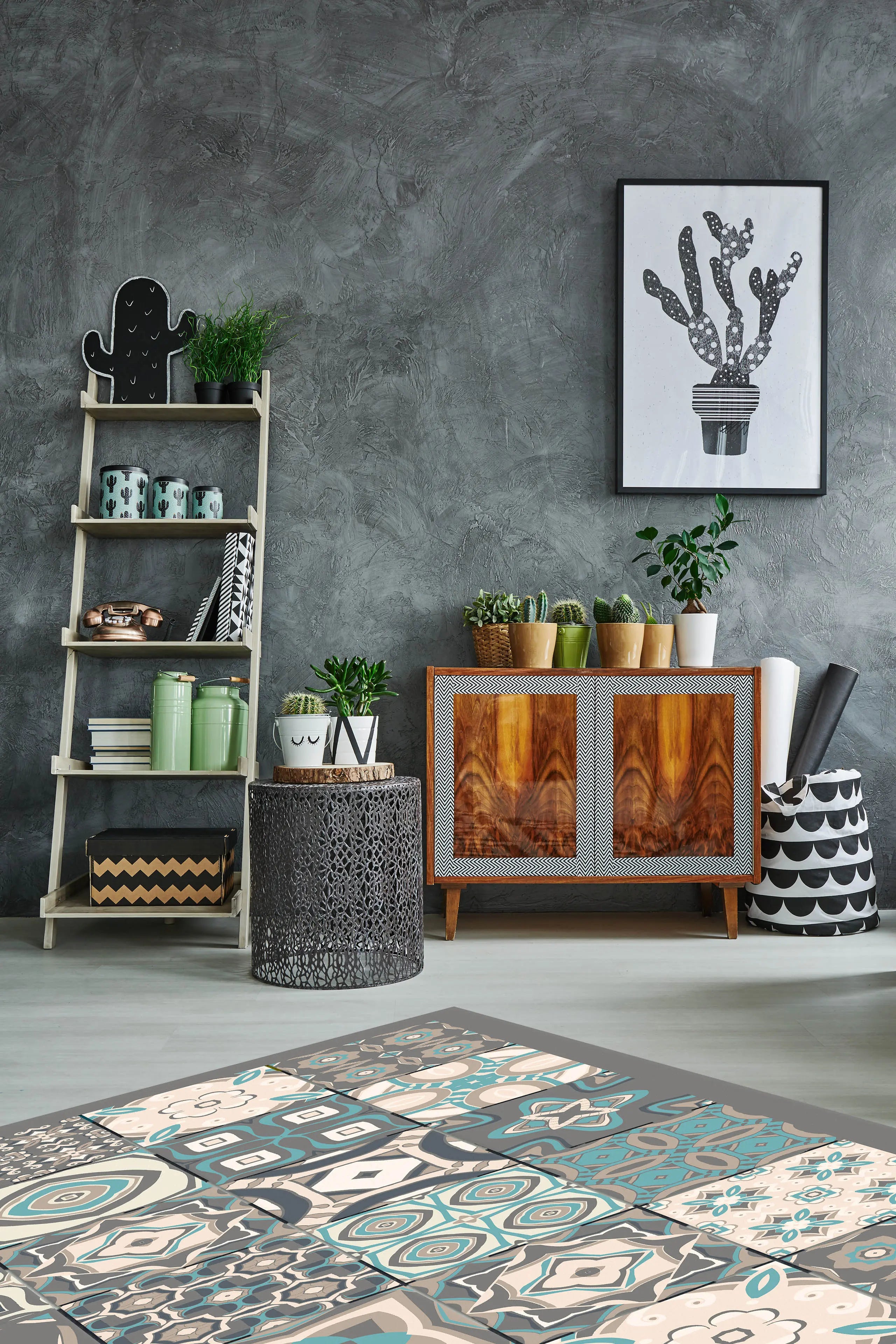 Alfombra Estilo Hidráulico Azul freeshipping - Home and Living