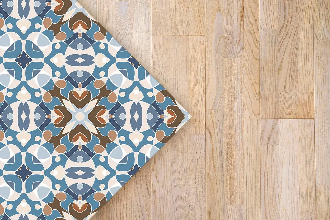 Alfombra Estilo Hidráulico Oriental Azul freeshipping - Home and Living