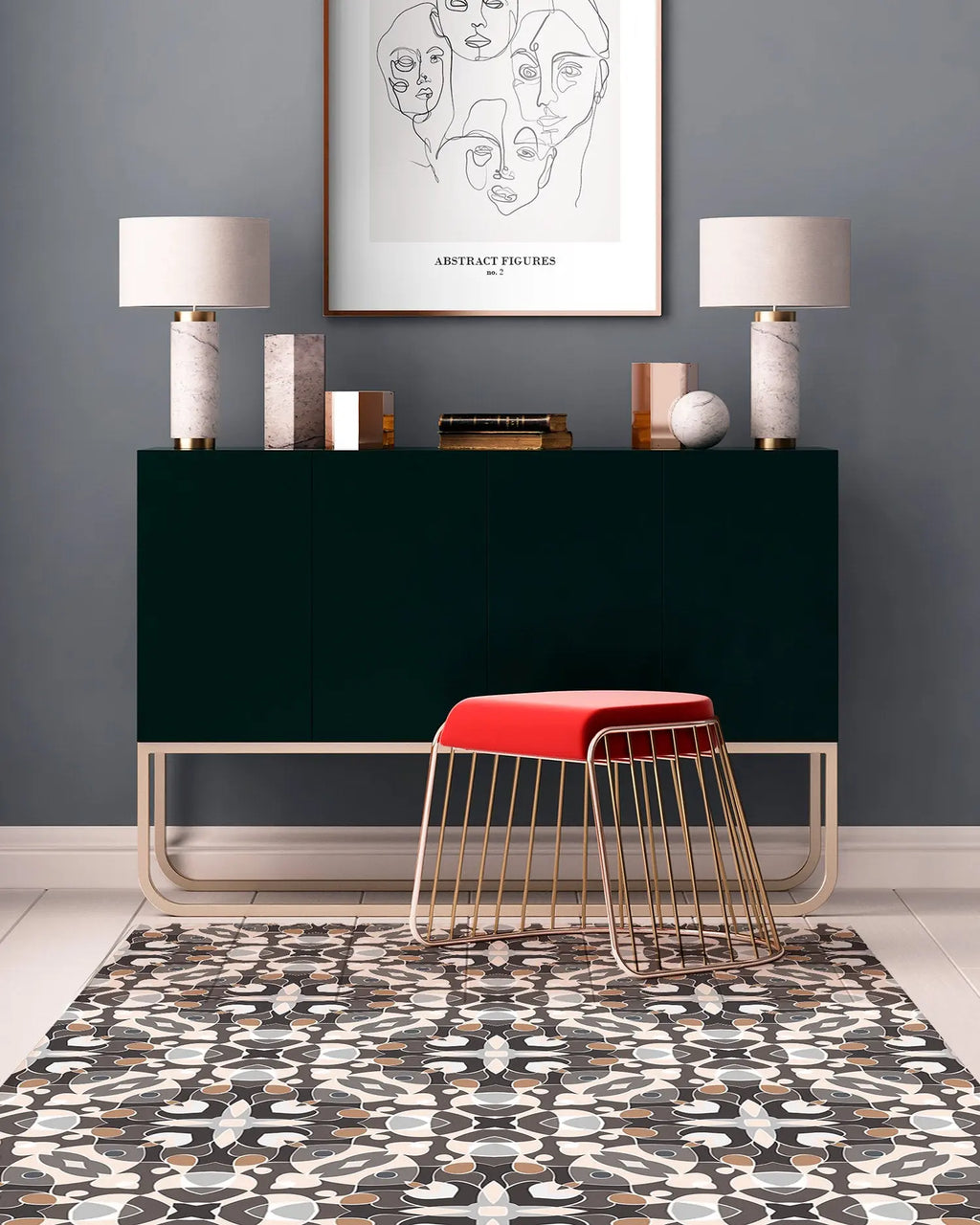 Alfombra Estilo Hidráulico Oriental Gris freeshipping - Home and Living