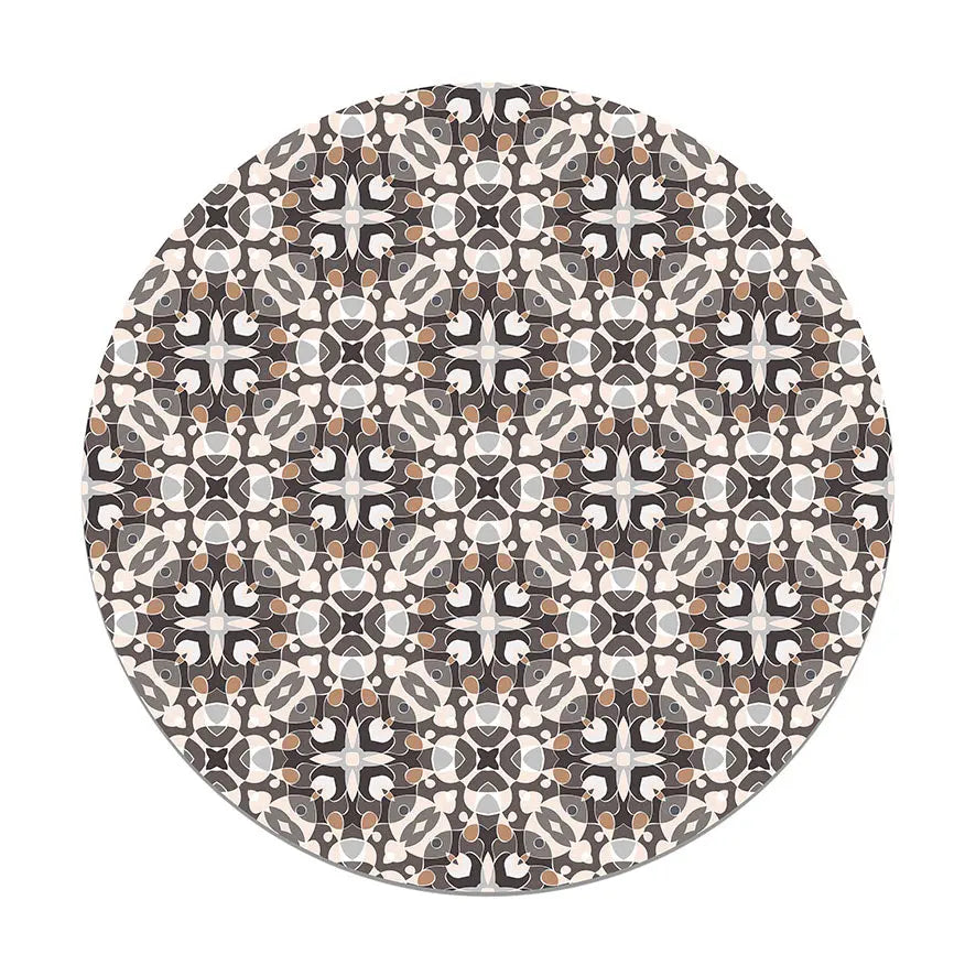 Alfombra Estilo Hidráulico Oriental Gris Redonda freeshipping - Home and Living