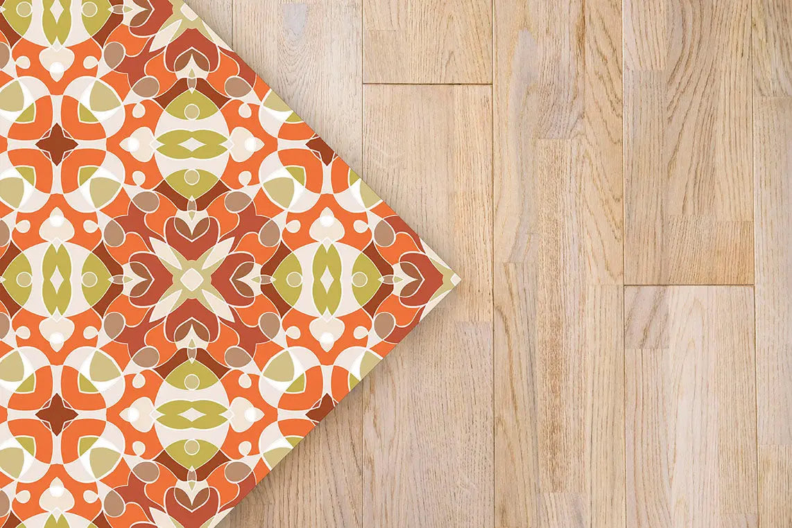 Alfombra Estilo Hidráulico Oriental Naranja freeshipping - Home and Living