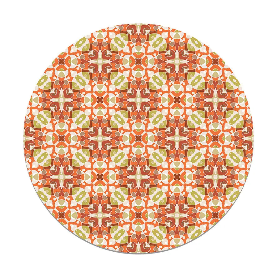 Alfombra Estilo Hidráulico Oriental Naranja Redonda freeshipping - Home and Living
