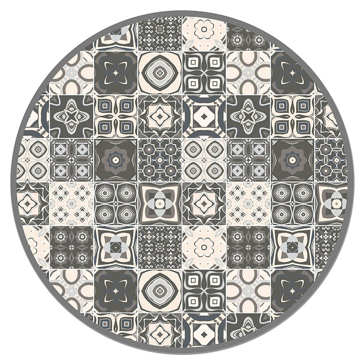 Alfombra Gris Baldosa Hidráulica Redonda Home & Living 