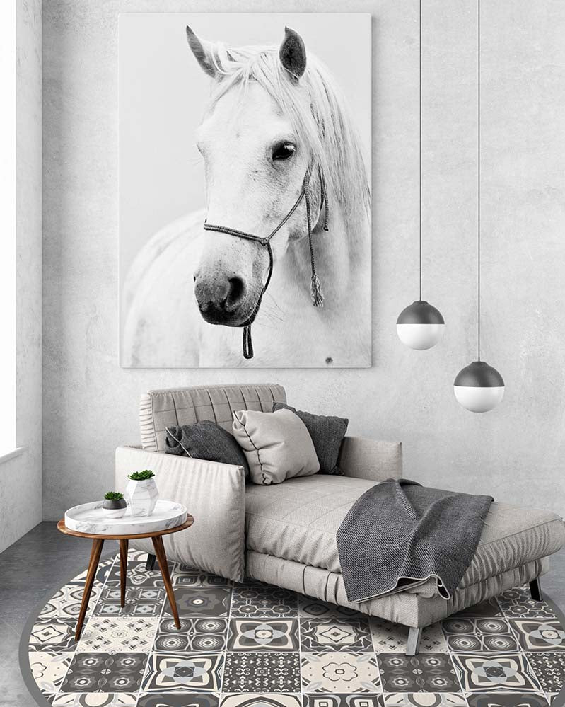 Alfombra Gris Baldosa Hidráulica Redonda Home & Living 