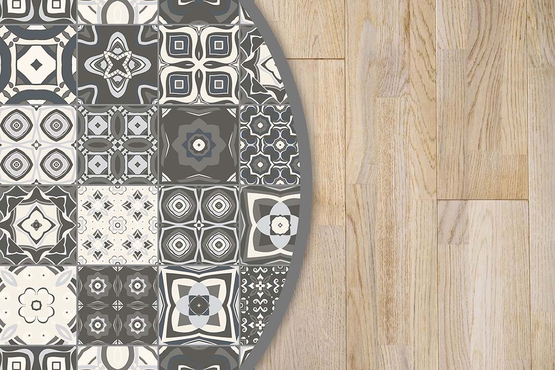 Alfombra Gris Hidráulico Redonda Home & Living 