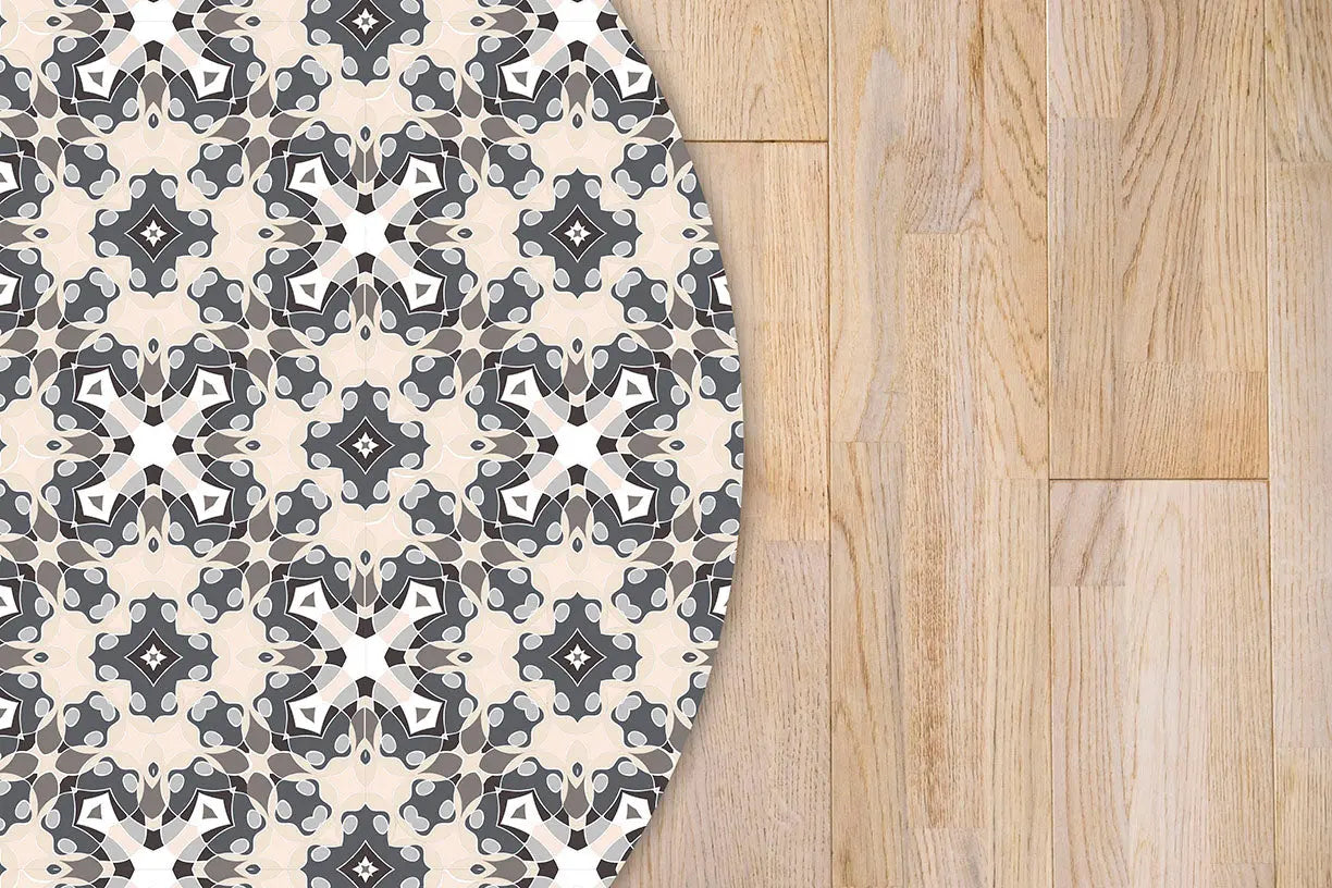 Alfombra Hidráulica Tipo Oriental Gris Redonda freeshipping - Home and Living