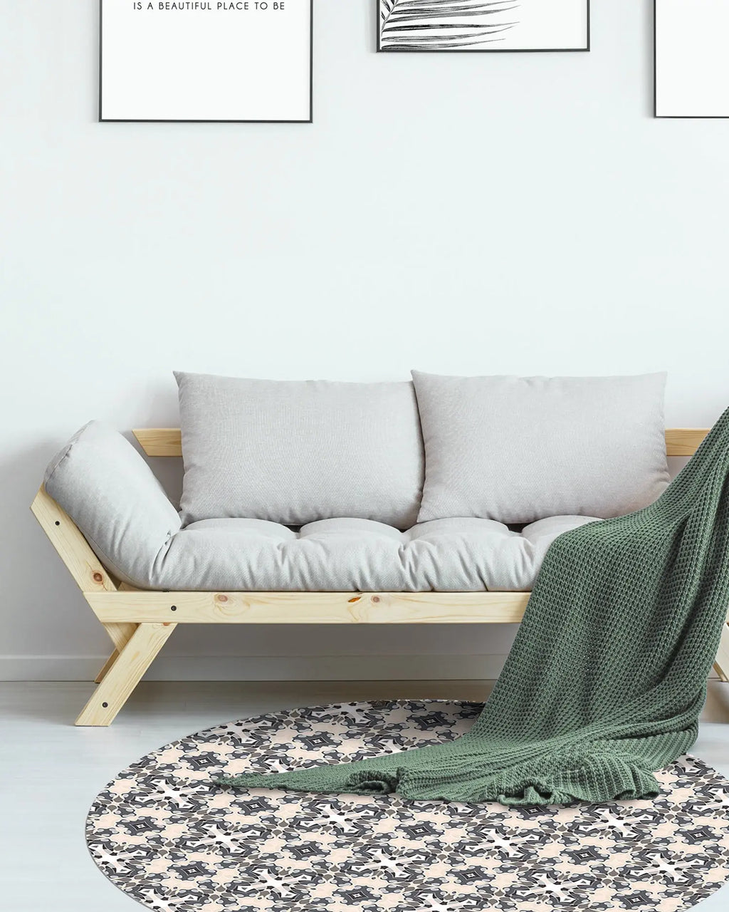 Alfombra Hidráulica Tipo Oriental Gris Redonda freeshipping - Home and Living