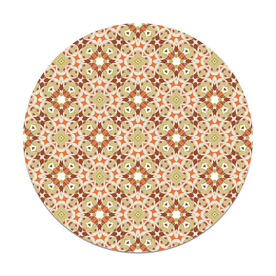 Alfombra Hidráulica Tipo Oriental Naranja Redonda freeshipping - Home and Living