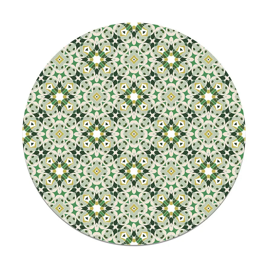 Alfombra Hidráulica Tipo Oriental Verde Redonda freeshipping - Home and Living