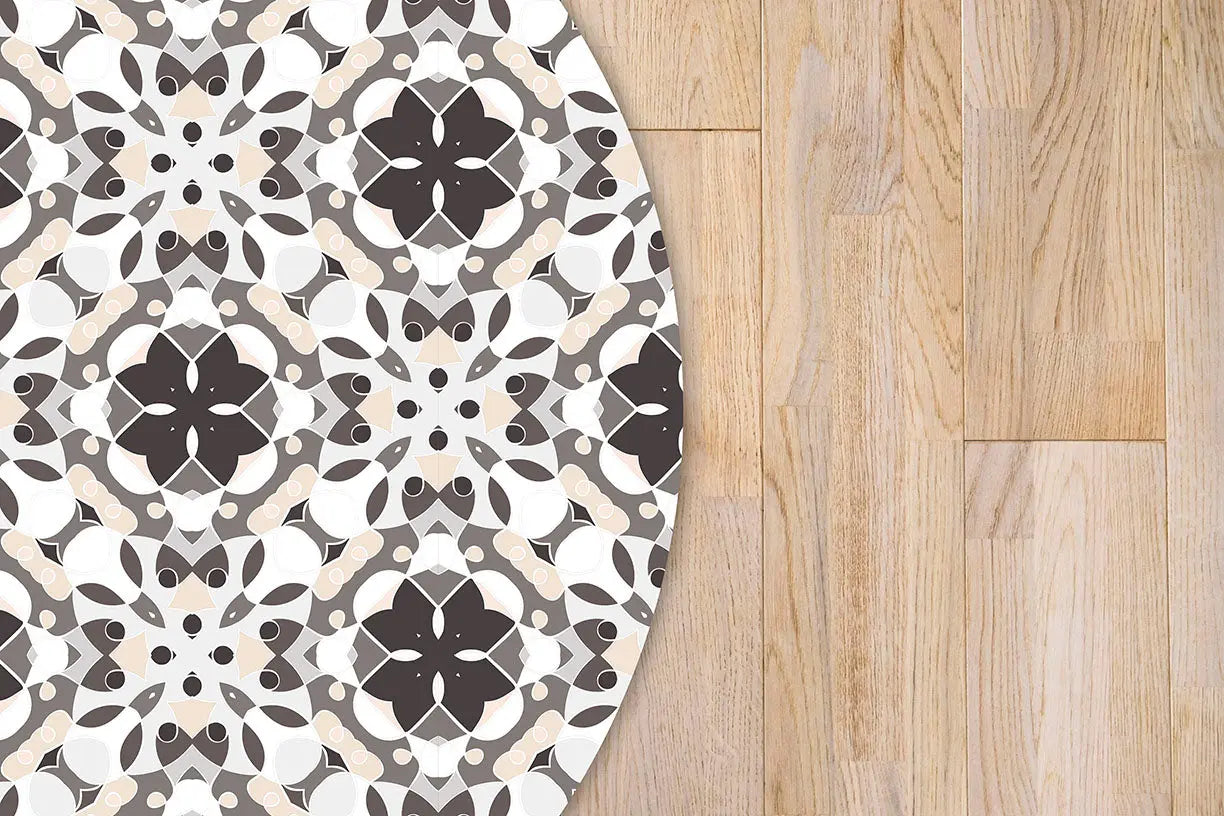 Alfombra Hidráulico Oriental Mosaico Gris Redonda freeshipping - Home and Living