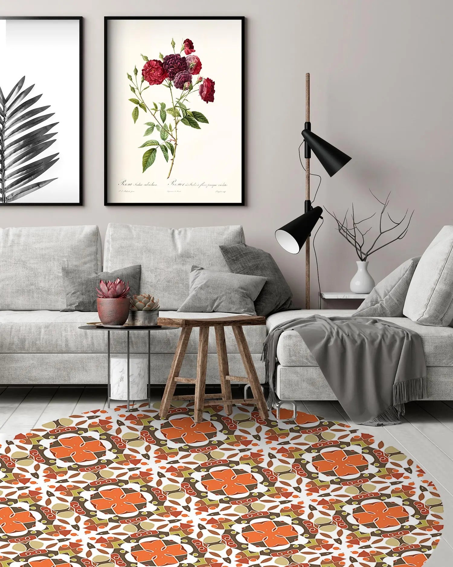 Alfombra Hidráulico Oriental Mosaico Naranja Redonda freeshipping - Home and Living