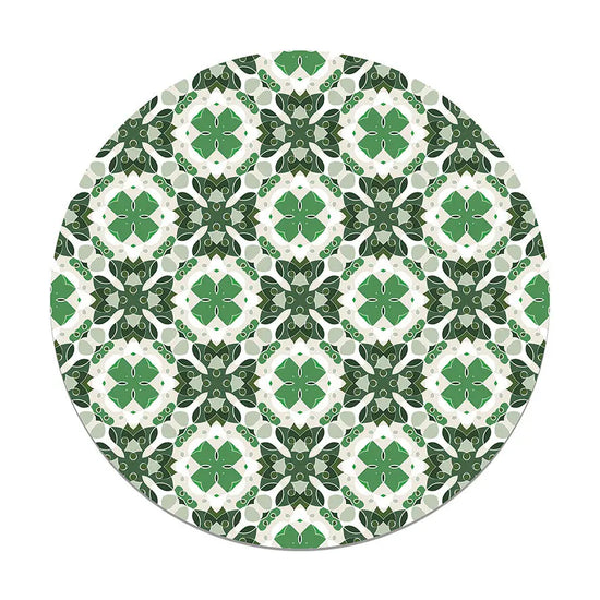 Alfombra Hidráulico Oriental Mosaico Verde Redonda freeshipping - Home and Living