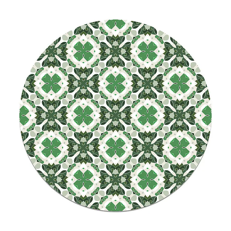 Alfombra Hidráulico Oriental Mosaico Verde Redonda freeshipping - Home and Living