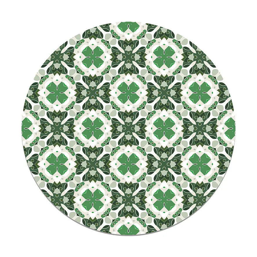 Alfombra Hidráulico Oriental Mosaico Verde Redonda freeshipping - Home and Living