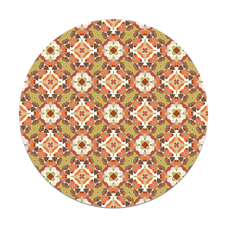 Alfombra Hidráulico Oriental Naranja Redonda freeshipping - Home and Living