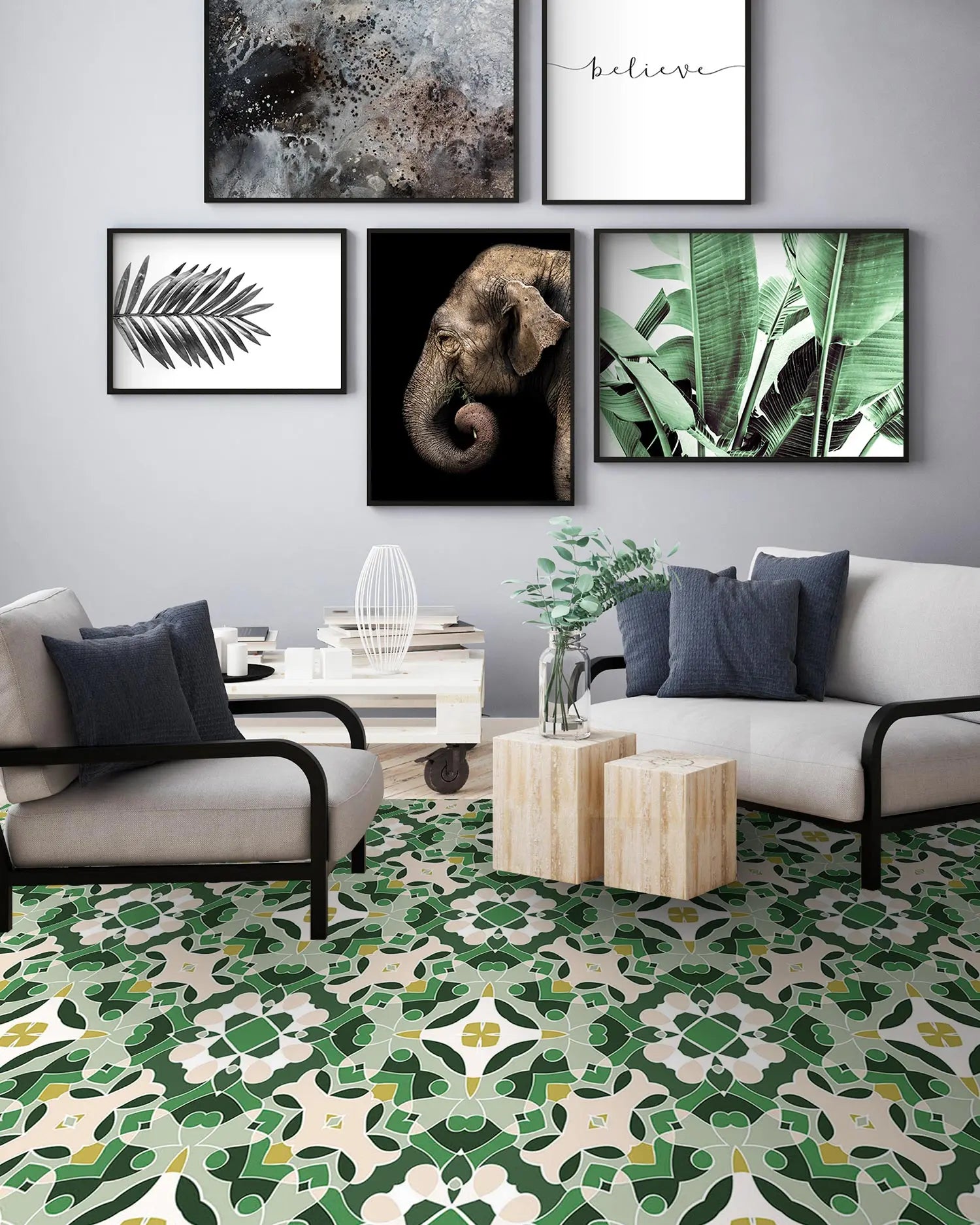 Alfombra Hidráulico Oriental Verde freeshipping - Home and Living