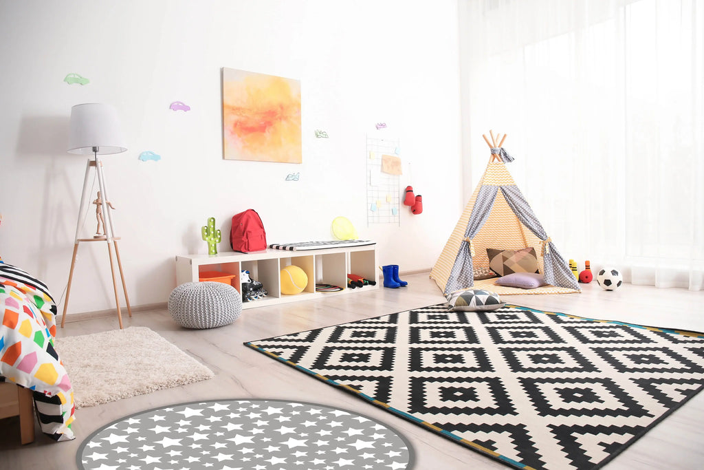Alfombra Infantil Estrellas Gris Redonda freeshipping - Home and Living