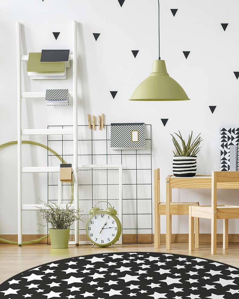Alfombra Infantil Estrellas Negro Redonda Home & Living 