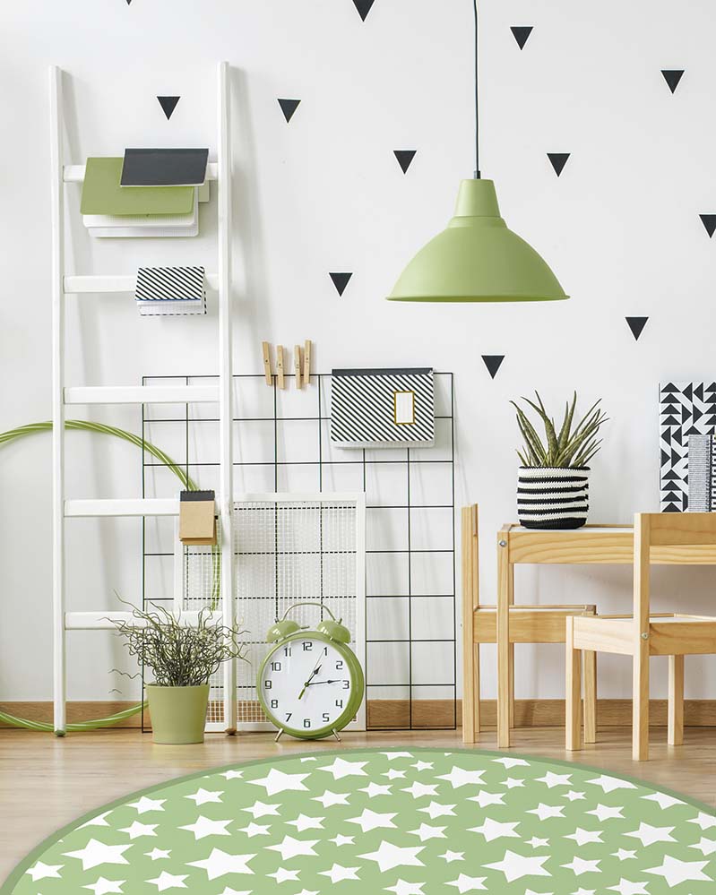 Alfombra Infantil Estrellas Verde Redonda Home & Living 