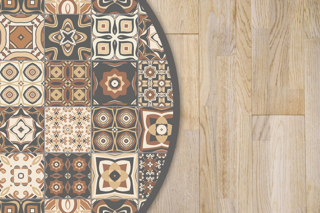 Alfombra Multicolor Baldosa Hidráulica Redonda freeshipping - Home and Living