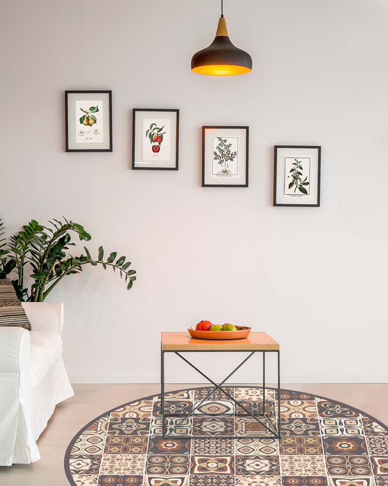 Alfombra Multicolor Baldosa Hidráulica Redonda Home & Living 