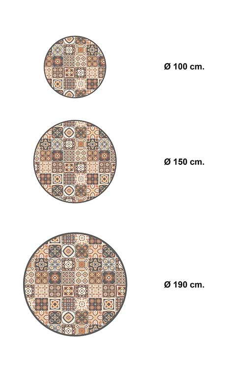 Alfombra Multicolor Baldosa Hidráulica Redonda Home & Living 