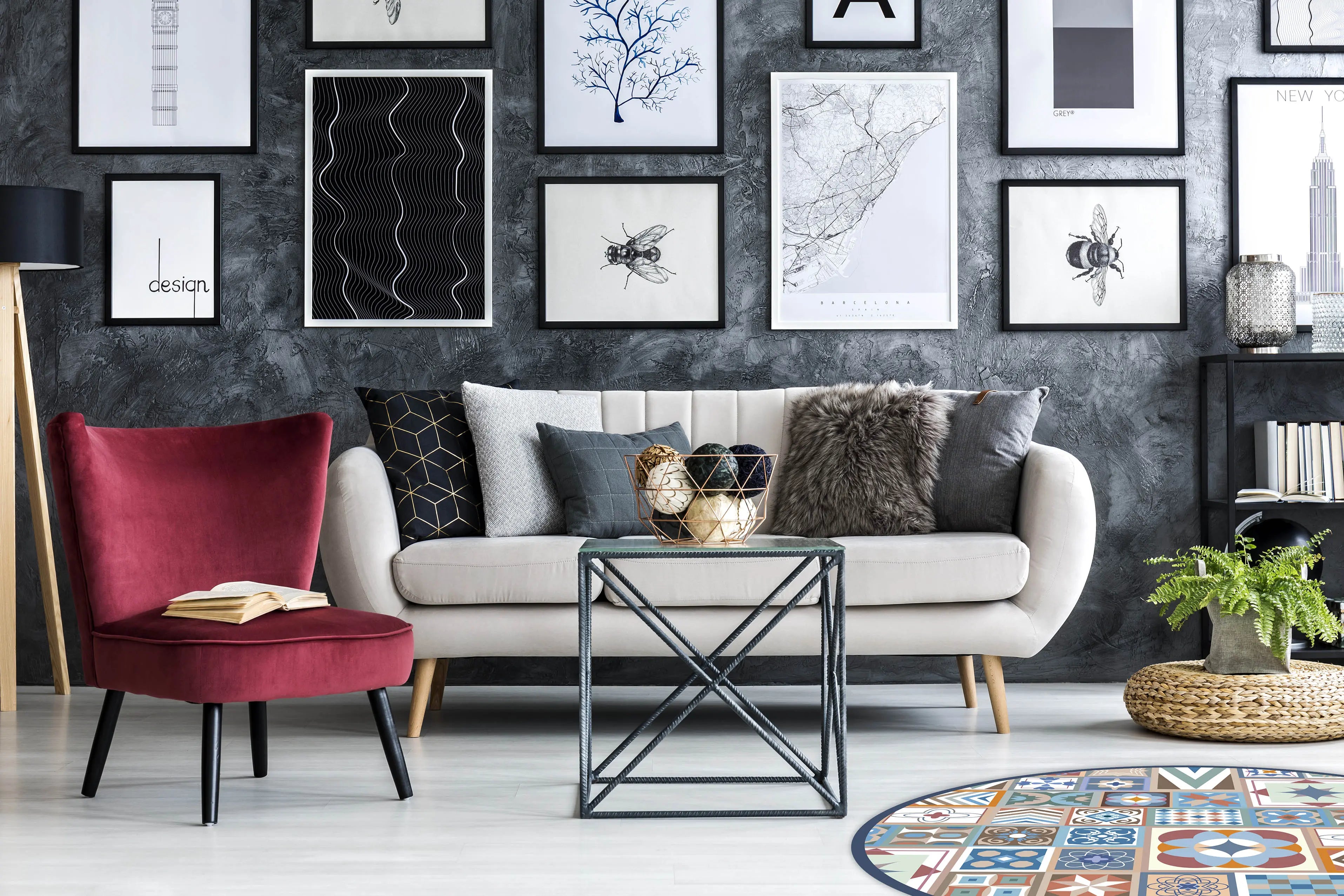 Alfombra Multicolor Estilo Hidráulico Redonda freeshipping - Home and Living