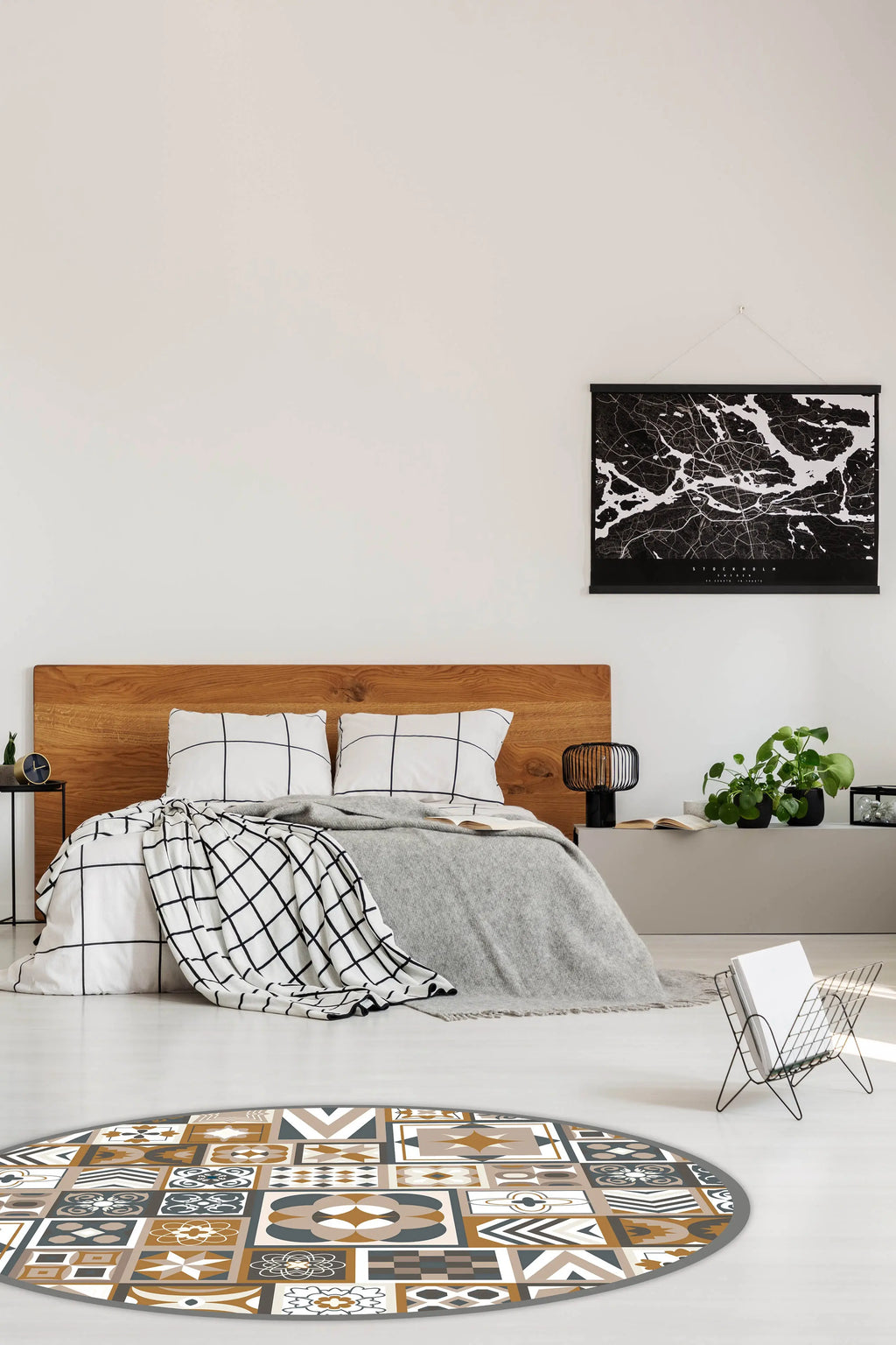 Alfombra Naranja Estilo Hidráulico Redonda freeshipping - Home and Living