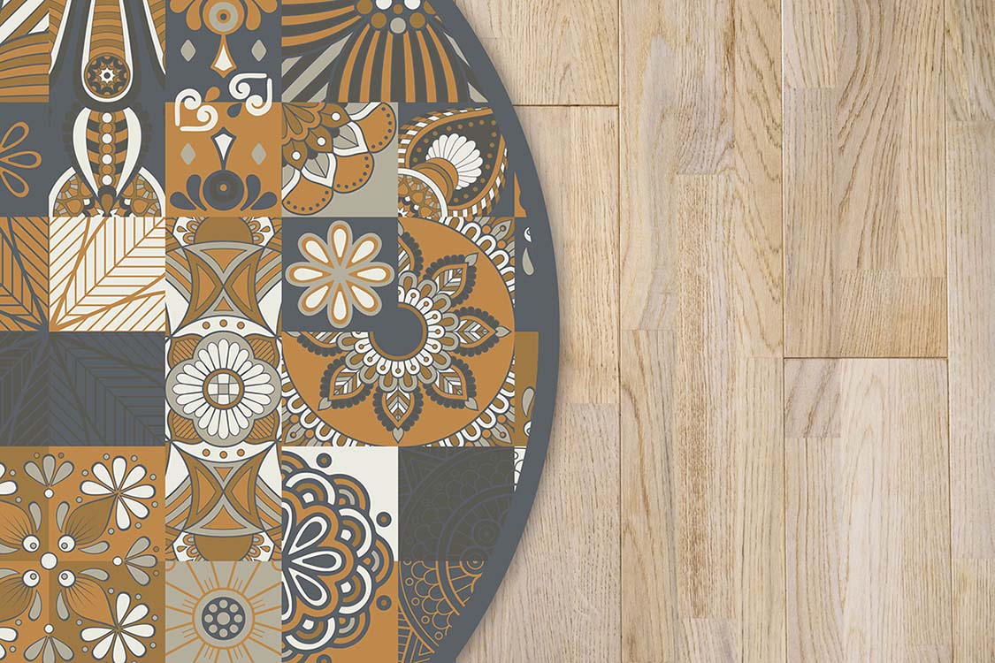 Alfombra Naranja Hidráulico Redonda Home & Living 