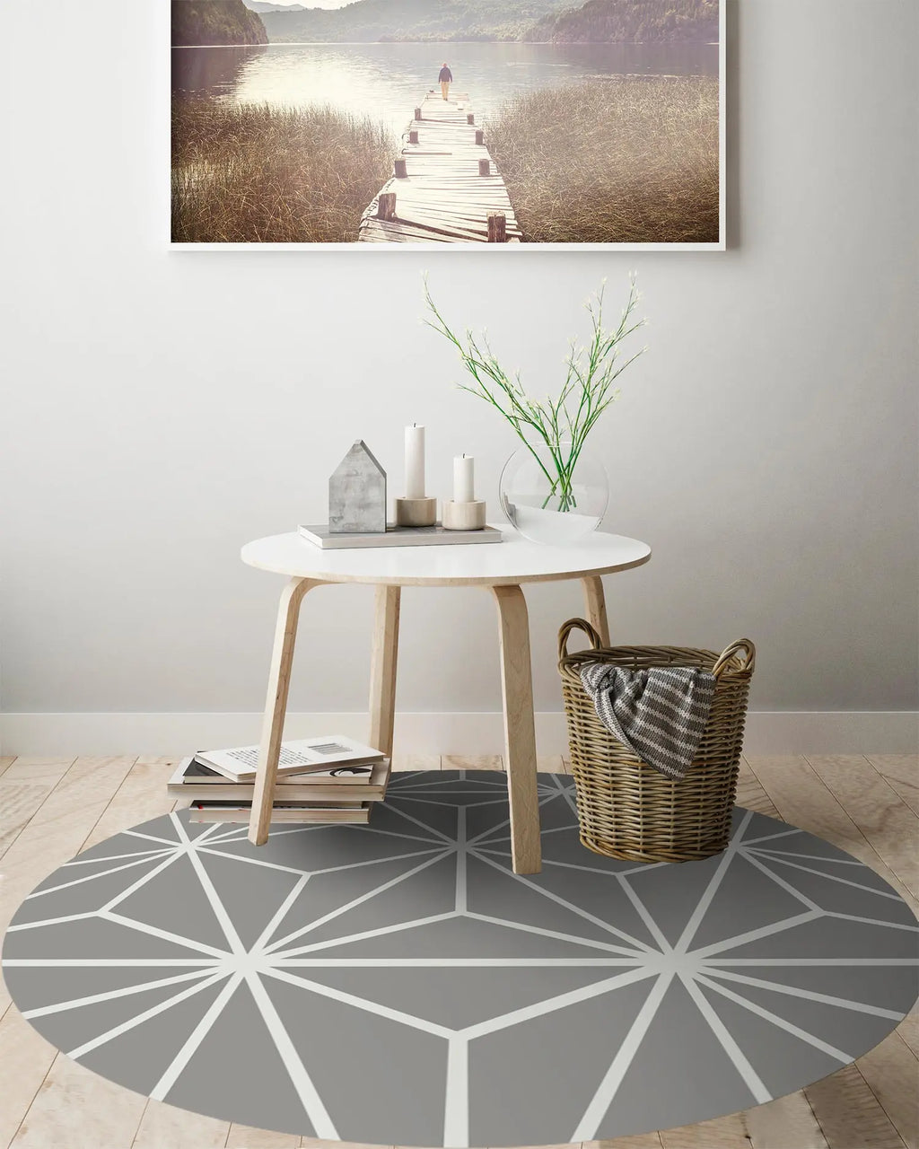 Alfombra Redonda Estrellada Gris freeshipping - Home and Living