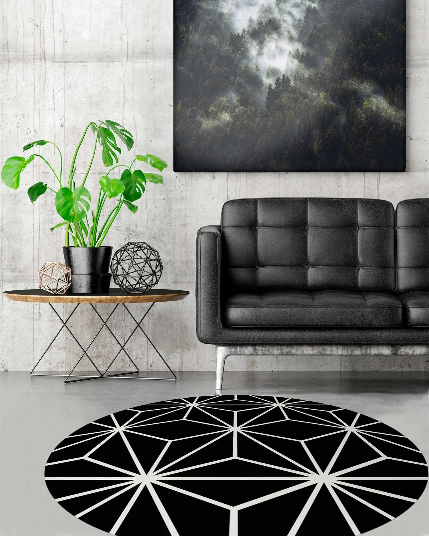 Alfombra Redonda Estrellada Negra freeshipping - Home and Living