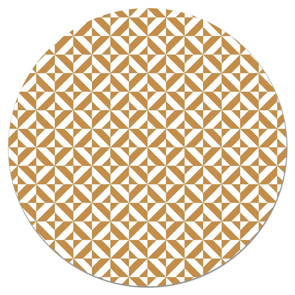 Alfombra Redonda Geometría Mostaza freeshipping - Home and Living