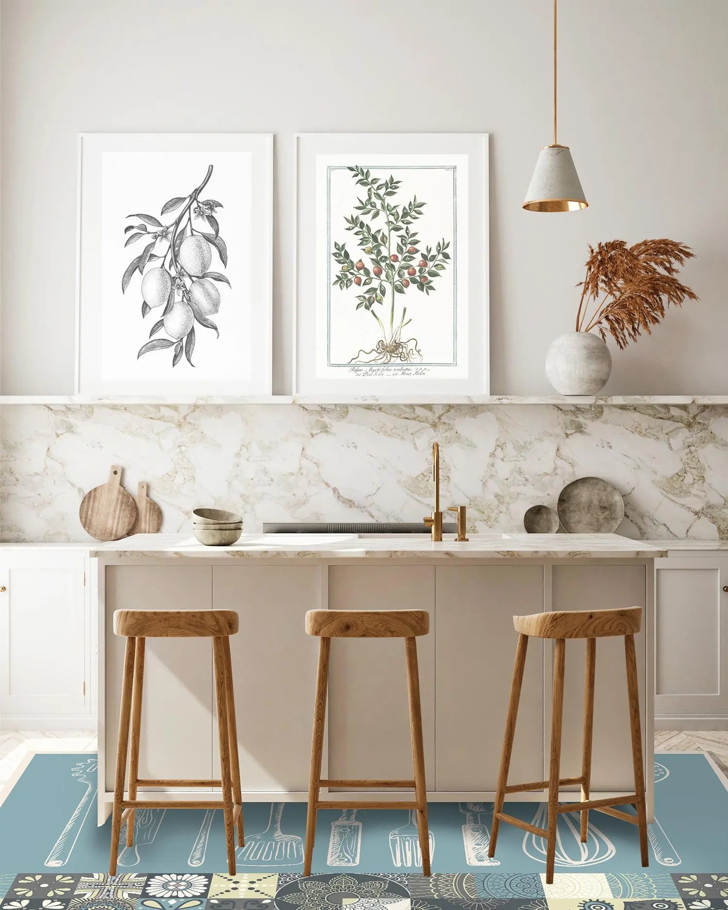 Alfombra Utensilios Cocina Azul freeshipping - Home and Living