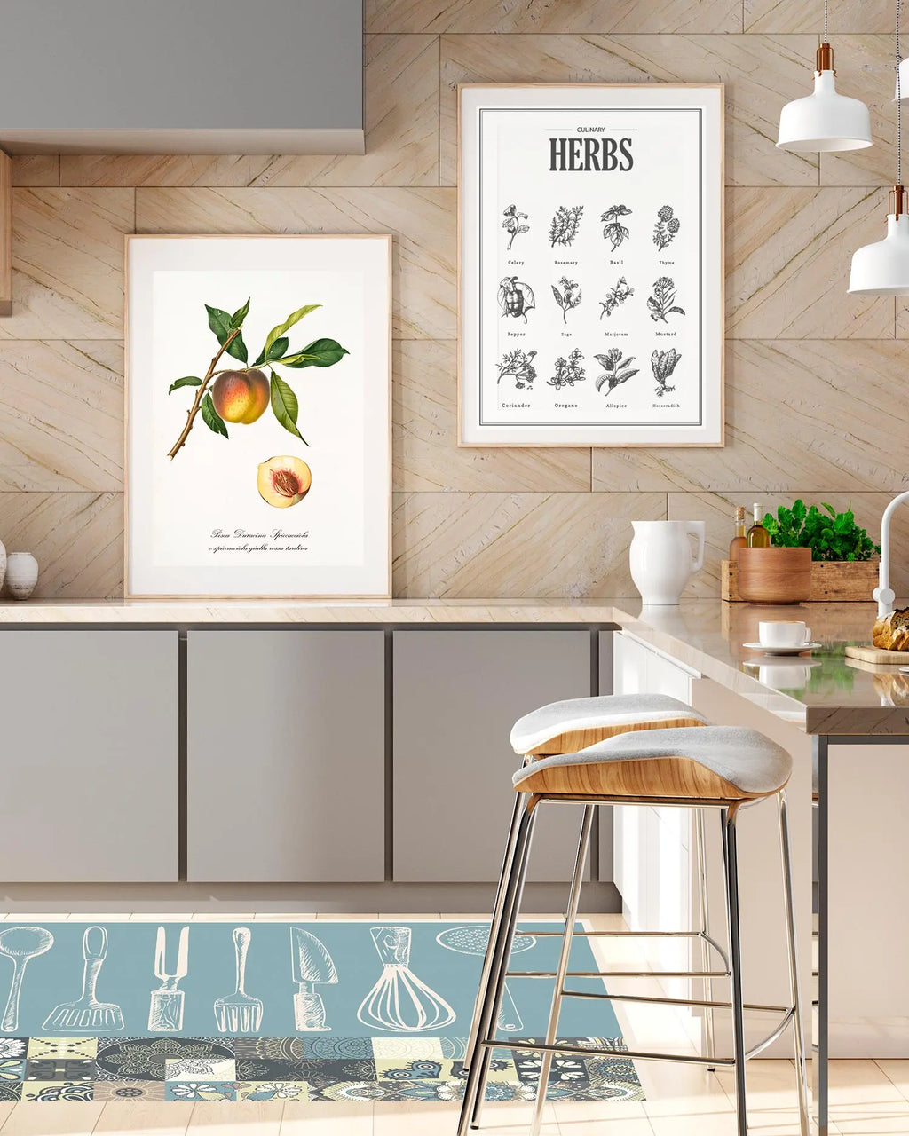 Alfombra Utensilios Cocina Azul freeshipping - Home and Living