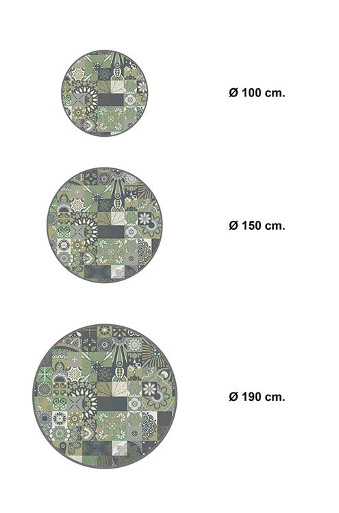 Alfombra Verde Estilo Hidráulico Redonda Home & Living 