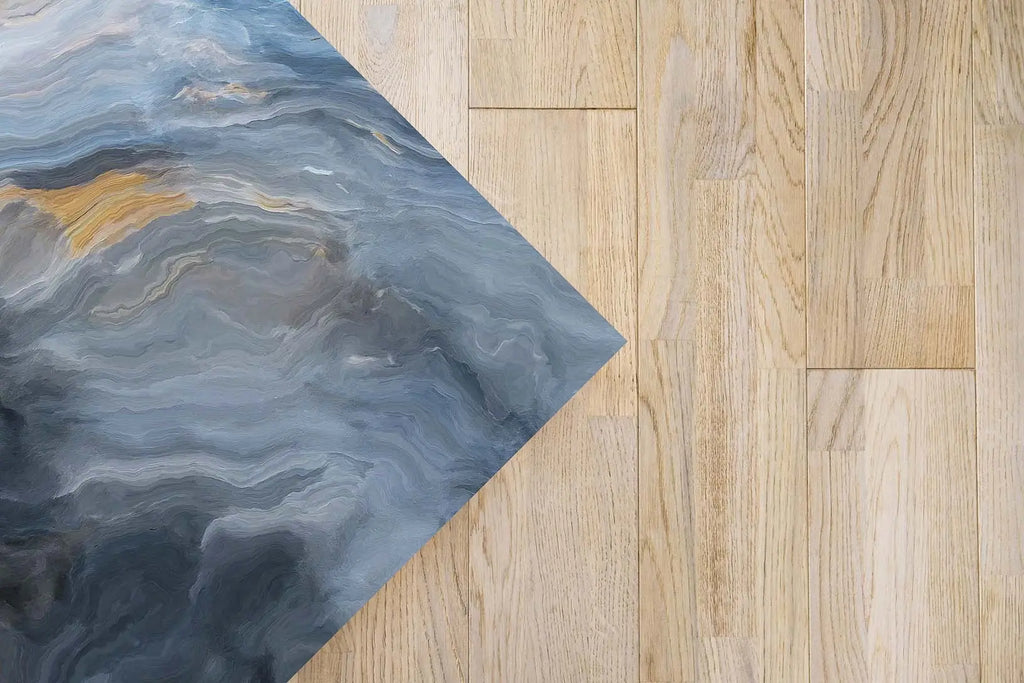 Alfombra Vinílica Mármol Azul y Naranja freeshipping - Home and Living