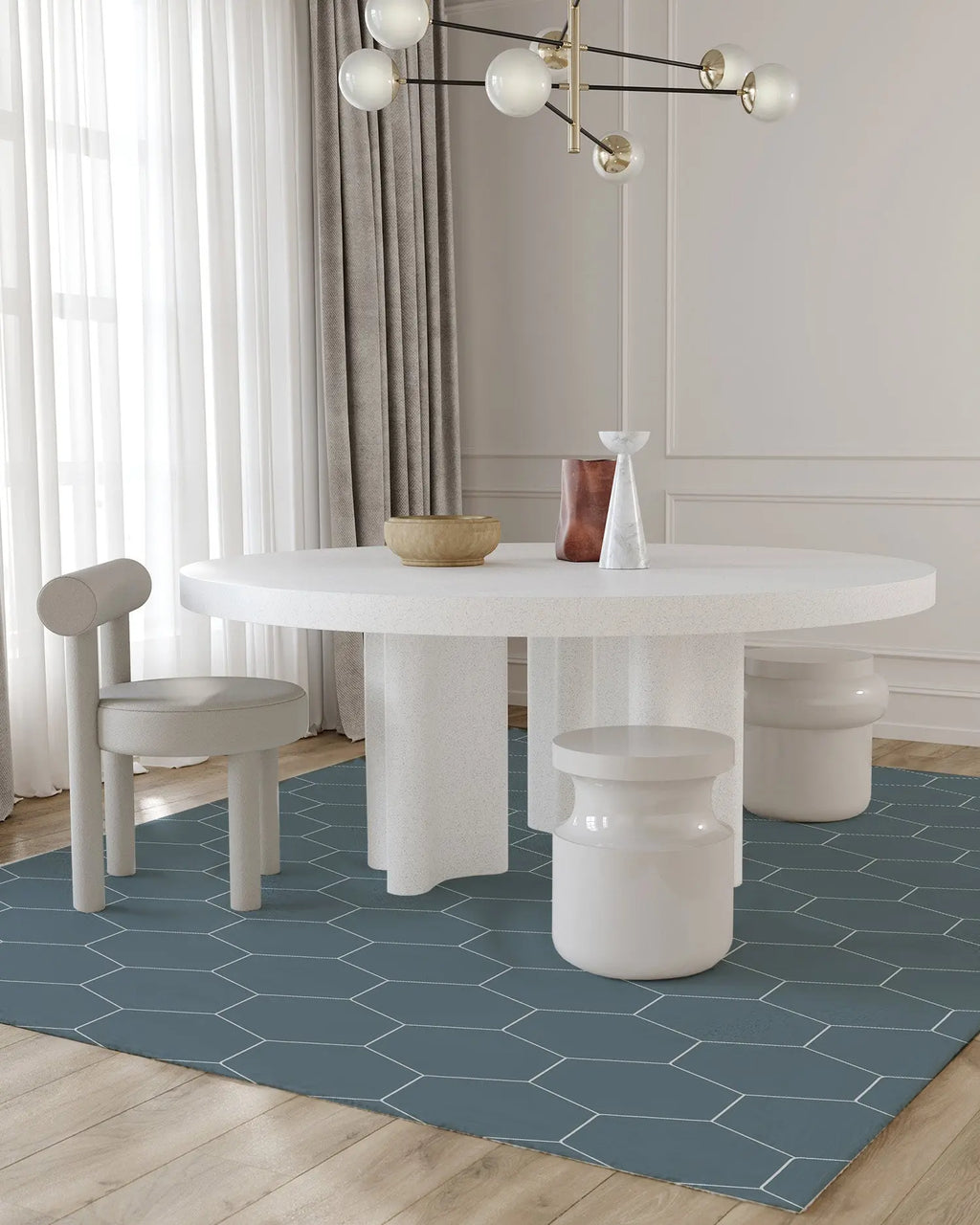 Alfombra Vinílica Mosaico Hexágonos Azul freeshipping - Home and Living