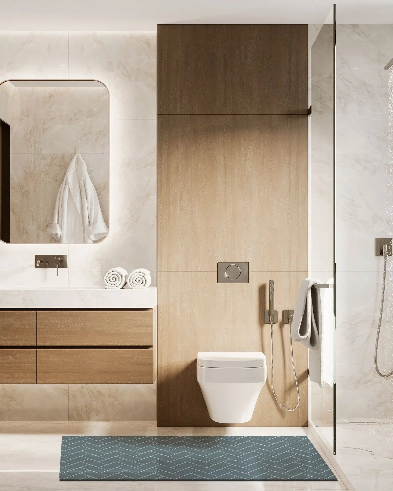 Alfombra Vinílica Mosaico Ladrillos Azul freeshipping - Home and Living