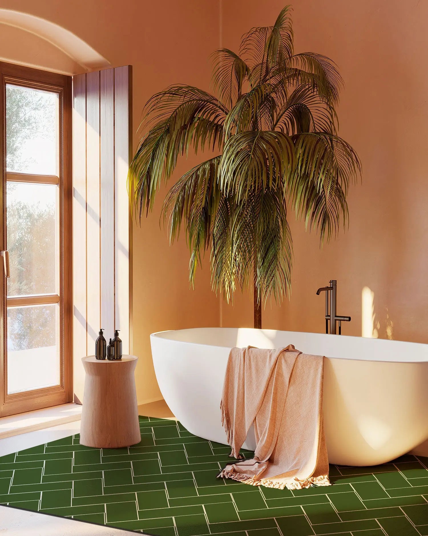 Alfombra Vinílica Mosaico Ladrillos Verde freeshipping - Home and Living