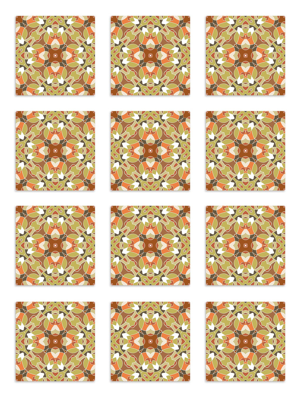Azulejo Adhesivo Baldosa Modelo Oriental Naranja Home & Living 