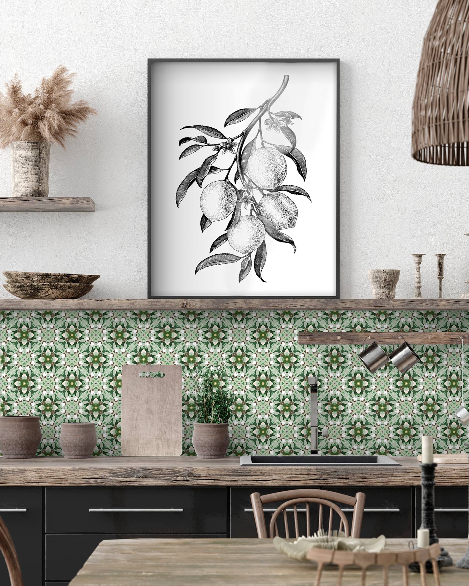 Azulejo Adhesivo Baldosa Modelo Oriental Verde Home & Living 